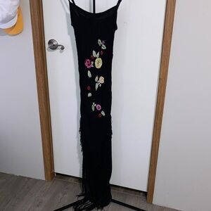 Chic Black Floral Embroidered Maxi Dress